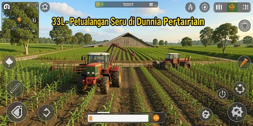 Tangkapan layar gameplay 33L yang memperlihatkan aktivitas bertani.