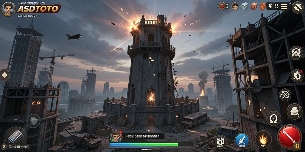 Screenshot gameplay ASDTOTO menunjukkan strategi menara yang mendebarkan.