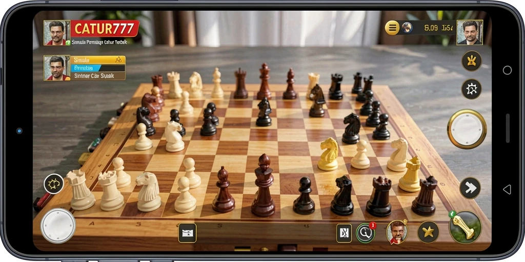 Tampilan gameplay menegangkan di CATUR777 dengan strategi catur mendalam.