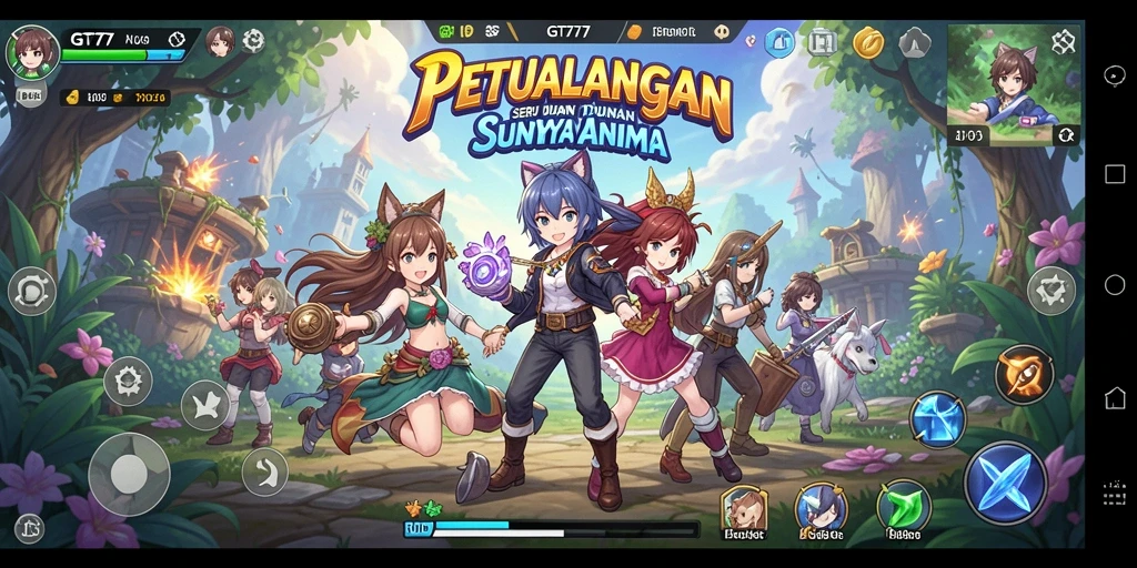 Tampilan gameplay seru dalam dunia anime yang penuh warna.