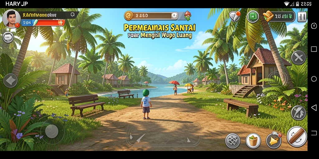 Tampilan gameplay dari HARAPJP yang menyenangkan dan penuh warna.