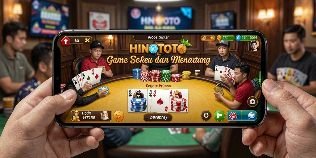 Tampilan gameplay poker HINOTOTO yang seru dan mengasyikkan.
