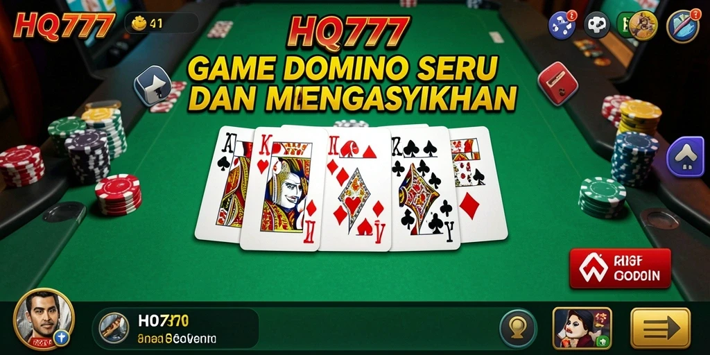 Tampilan gameplay seru dari game Domino HQ777 yang menantang.