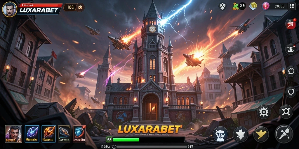 Gameplay LUXARABET menampilkan aksi pertahanan menara yang seru.