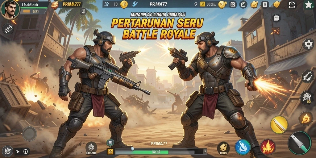 Gameplay seru PRIMA77 dengan aksi bertempur yang intens.