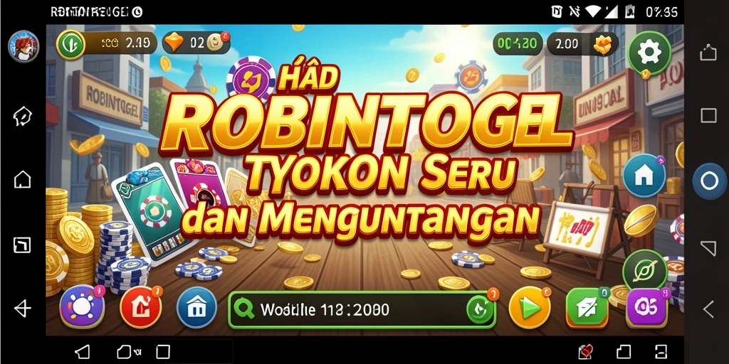 Screenshot permainan Tycoon ROBINTOGEL menunjukkan pengelolaan bisnis yang menarik.