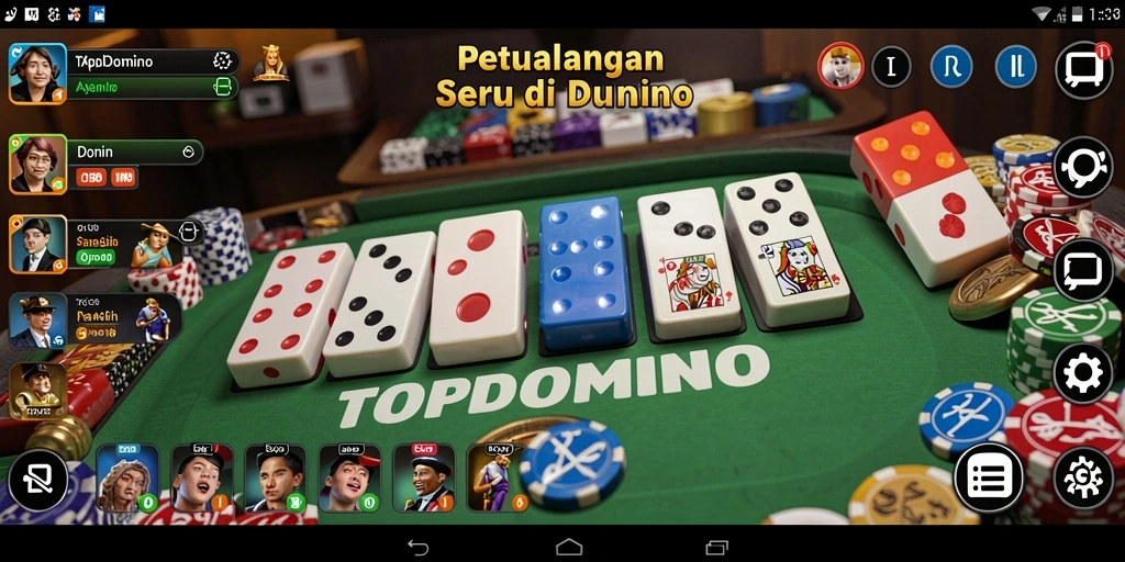 Tampilan gameplay seru dari TOPDOMINO yang penuh tantangan.