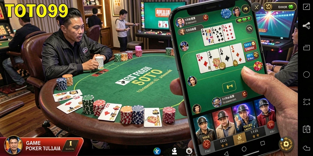 Screenshot gameplay TOTO99 menunjukkan pemain beraksi dalam permainan Poker.